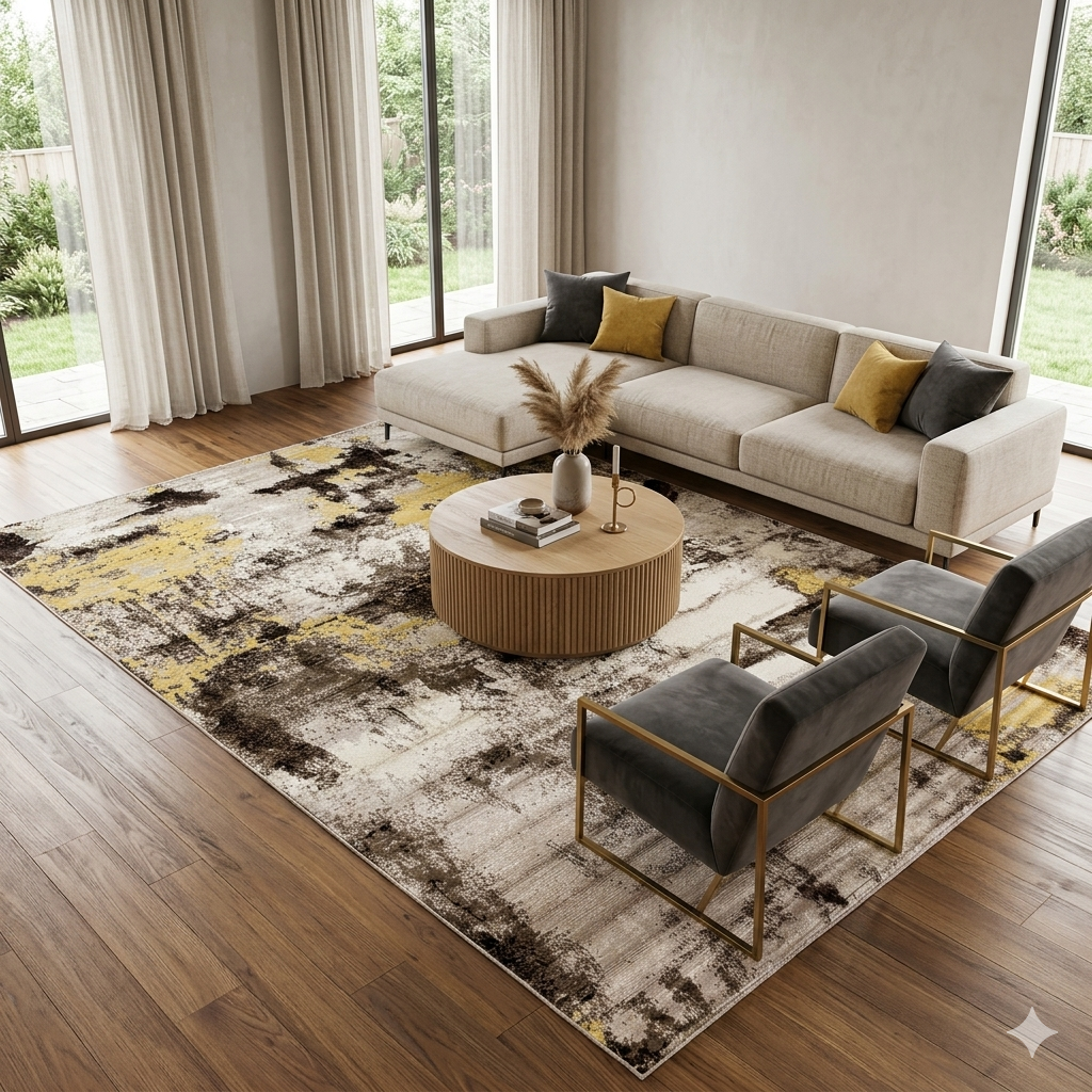 Bosphorus Drift Abstract Turkish Rug  -FS036